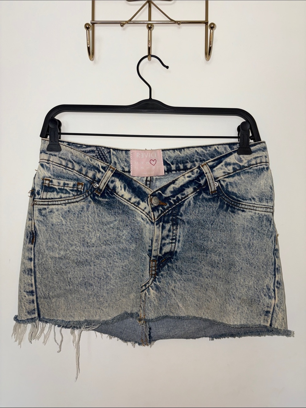 Revice Denim Acid Wash Mini Skirt